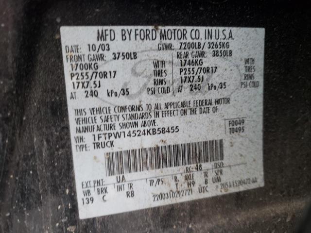 Photo 10 from auction – 2004 FORD F150 SUPER with VIN 1FTPW14524KB58455