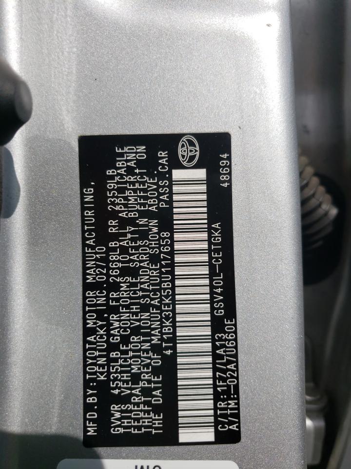Photo 10 from auction – 2011 TOYOTA CAMRY SE with VIN 4T1BK3EK5BU117658