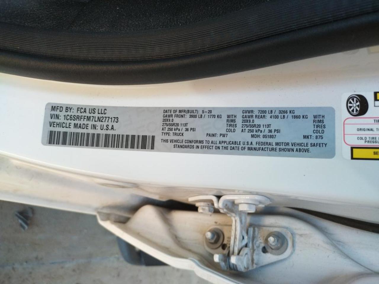 Photo 10 from auction – 2020 RAM 1500 BIG H with VIN 1C6SRFFM7LN277173