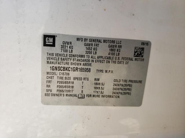 Photo 10 from auction – 2016 CHEVROLET TAHOE C150 with VIN 1GNSCBKC1GR165958
