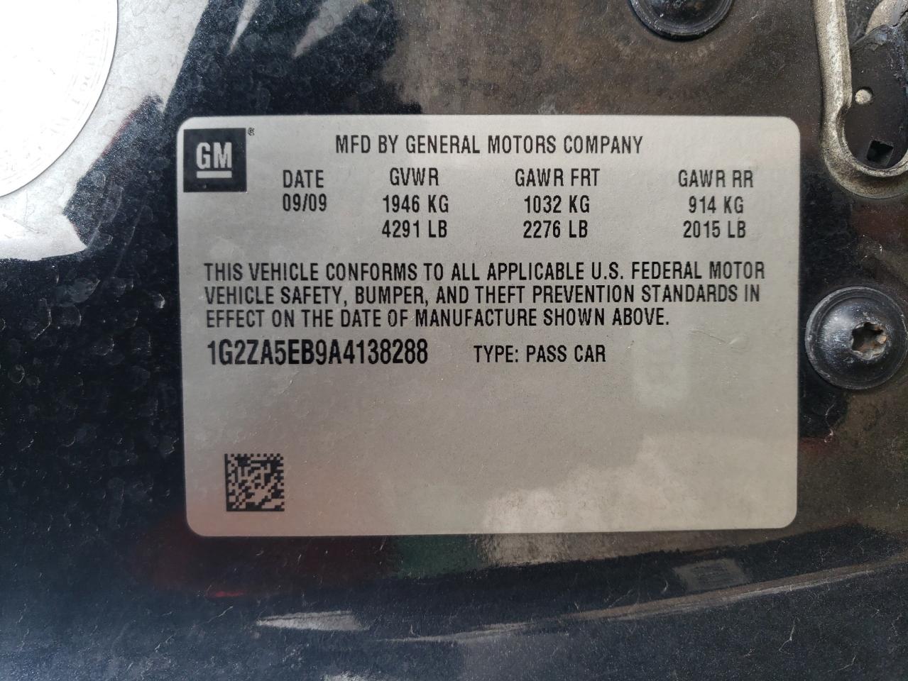 Photo 10 from auction – 2010 PONTIAC G6 with VIN 1G2ZA5EB9A4138288