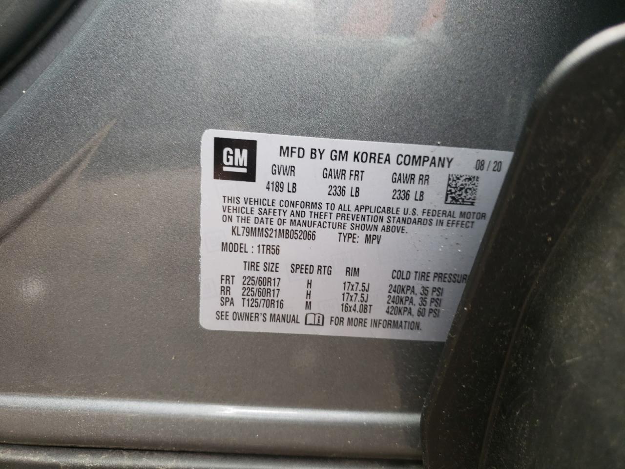 Photo 10 from auction – 2021 CHEVROLET TRAILBLAZE with VIN KL79MMS21MB052066