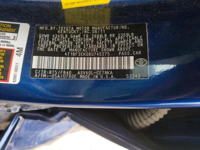 Photo 10 from auction – 2011 TOYOTA CAMRY BASE with VIN 4T1BF3EK0BU745275