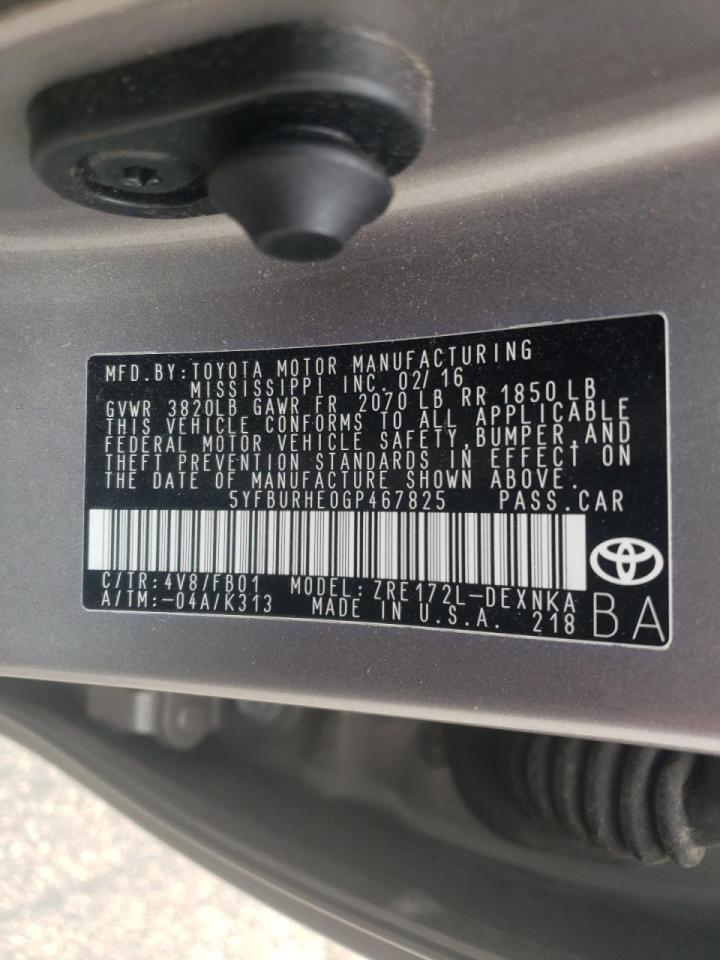 Photo 10 from auction – 2016 TOYOTA COROLLA L with VIN 5YFBURHE0GP467825