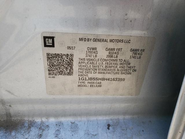 Photo 10 from auction – 2017 CHEVROLET SONIC LS with VIN 1G1JB5SH8H4163359