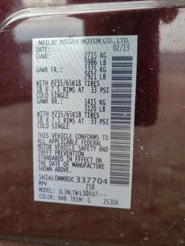Photo 10 from auction – 2013 INFINITI JX35 with VIN 5N1AL0MM8DC337704