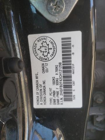 Photo 10 from auction – 2012 HONDA CIVIC LX with VIN 2HGFB2F42CH121298