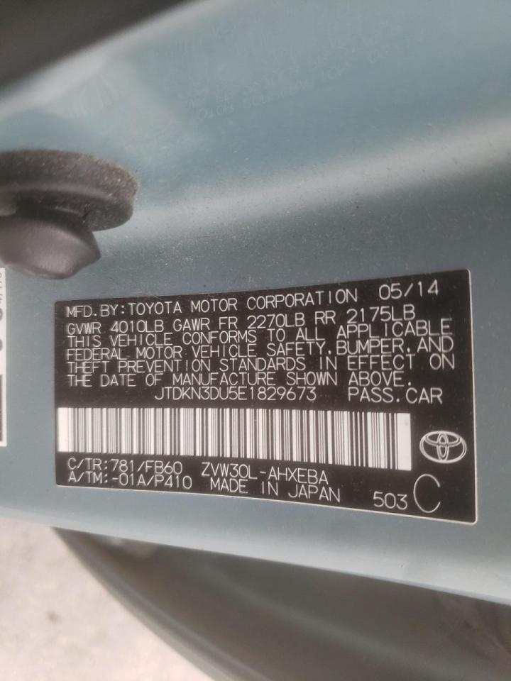Photo 10 from auction – 2014 TOYOTA PRIUS with VIN JTDKN3DU5E1829673