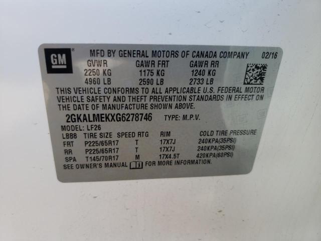 Photo 10 from auction – 2016 GMC TERRAIN SL with VIN 2GKALMEKXG6278746