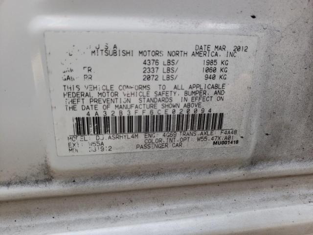 Photo 10 from auction – 2012 MITSUBISHI GALANT ES with VIN 4A32B3FF6CE020094