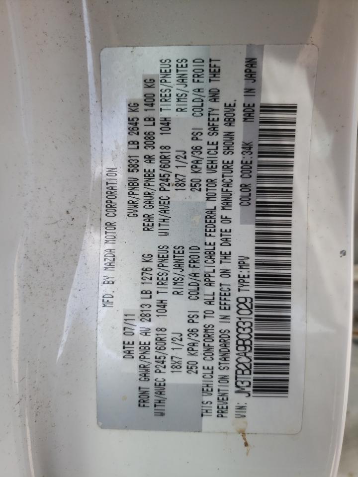 Photo 10 from auction – 2011 MAZDA CX-9 with VIN JM3TB2CA9B0331029
