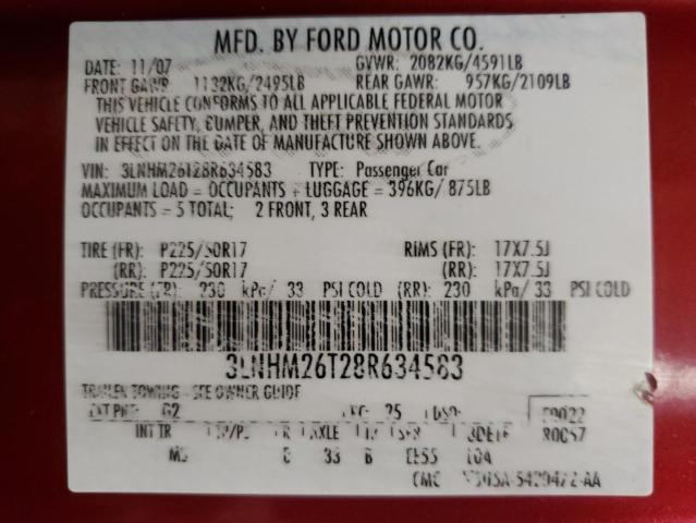 Photo 10 from auction – 2008 LINCOLN MKZ with VIN 3LNHM26T28R634583