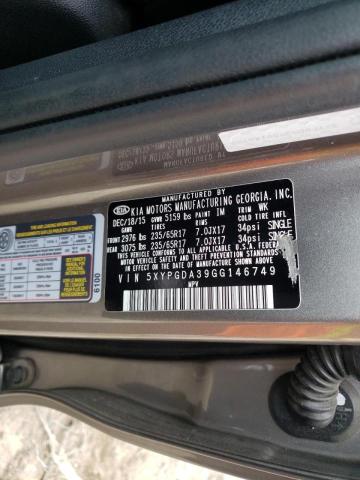 Photo 10 from auction – 2016 KIA SORENTO LX with VIN 5XYPGDA39GG146749