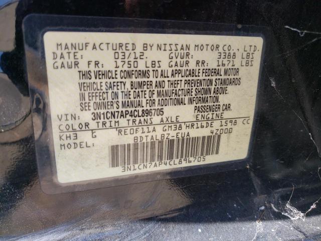 Photo 10 from auction – 2012 NISSAN VERSA S with VIN 3N1CN7AP4CL896705