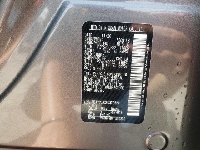 Photo 10 from auction – 2021 NISSAN ARMADA PLA with VIN JN8AY2DAXM9370521