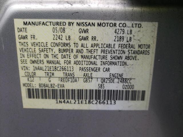 Photo 10 from auction – 2008 NISSAN ALTIMA 2.5 with VIN 1N4AL21E18C266113
