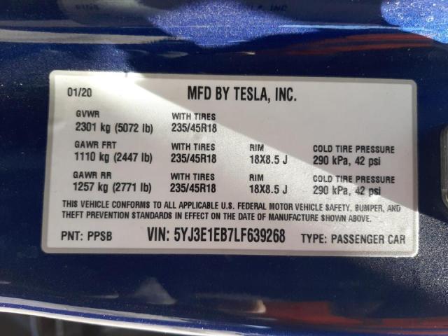 Фото 10 с аукциона – 2020 TESLA MODEL 3 с VIN 5YJ3E1EB7LF639268