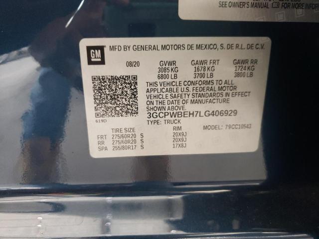 Photo 10 from auction – 2020 CHEVROLET SILVERADO with VIN 3GCPWBEH7LG406929