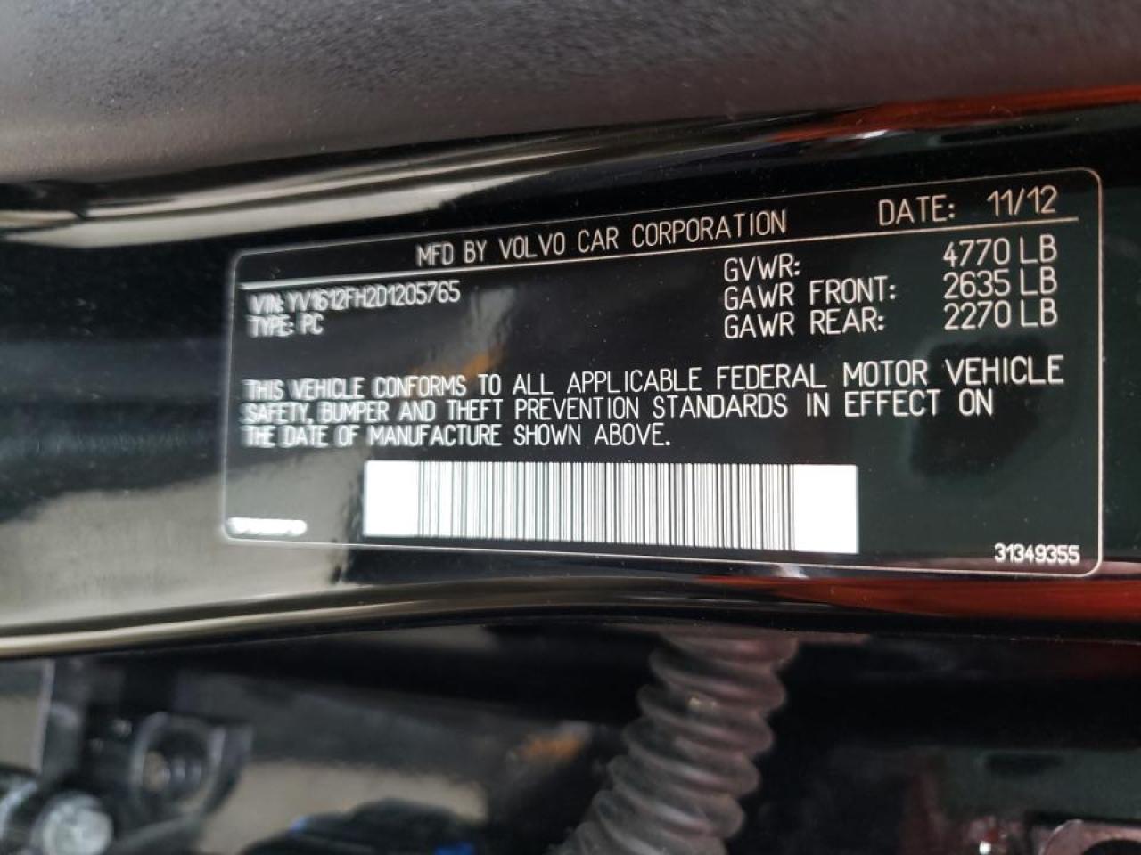Photo 10 from auction – 2013 VOLVO S60 T5 with VIN YV1612FH2D1205765