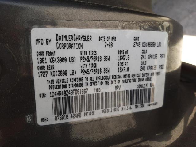 Photo 10 from auction – 2003 DODGE DURANGO SL with VIN 1D4HR48Z43F601967