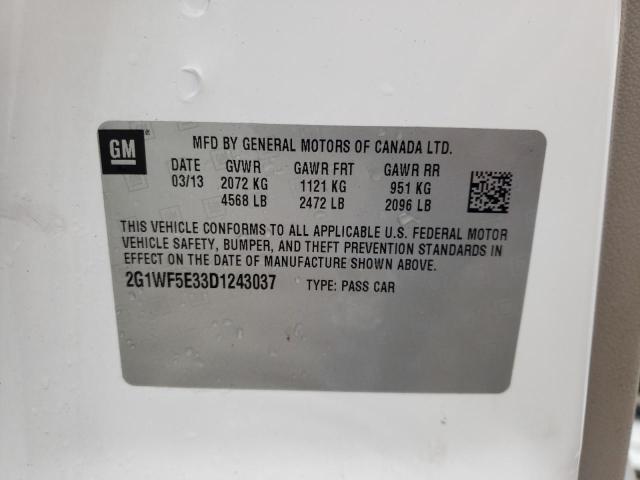 Photo 10 from auction – 2013 CHEVROLET IMPALA LS with VIN 2G1WF5E33D1243037