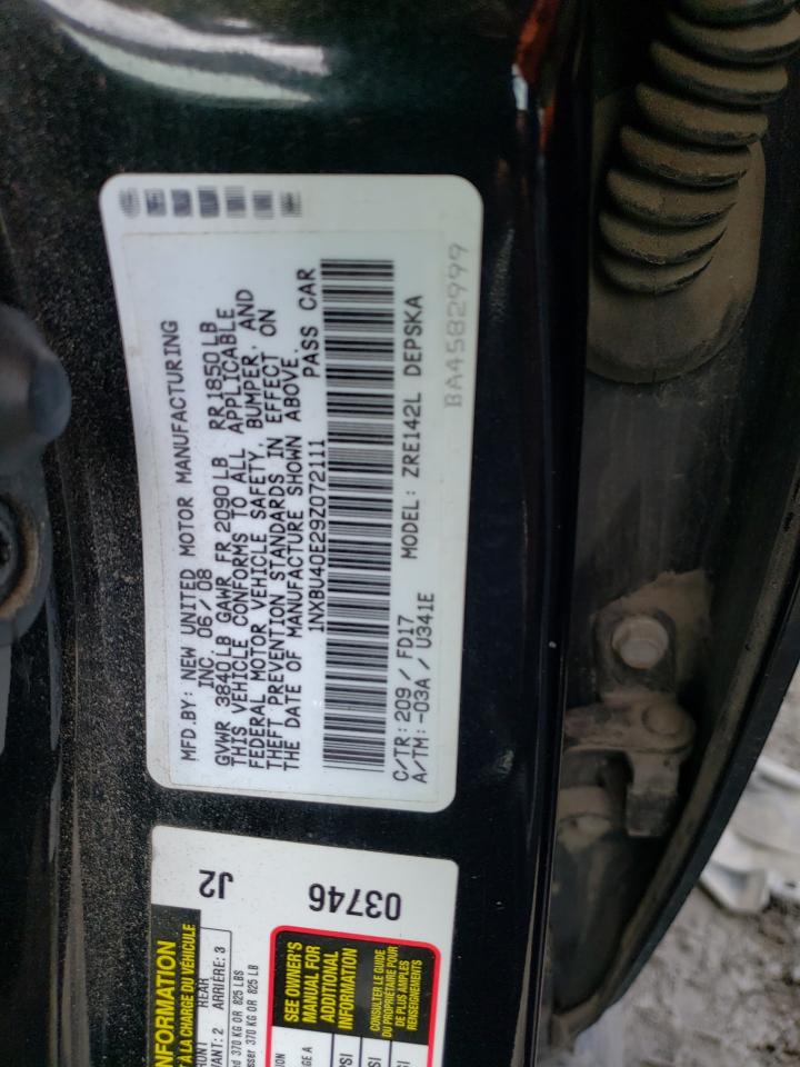 Photo 10 from auction – 2009 TOYOTA COROLLA BA with VIN 1NXBU40E29Z072111