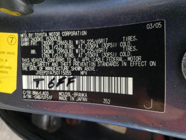 Photo 10 from auction – 2005 TOYOTA HIGHLANDER with VIN JTEEP21A750115055
