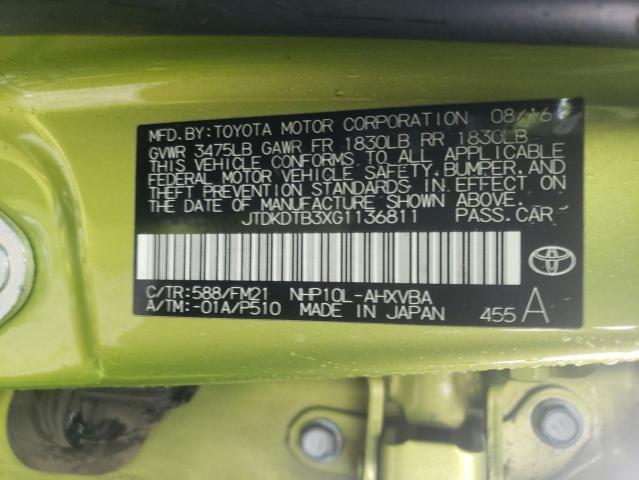 Photo 10 from auction – 2016 TOYOTA PRIUS C with VIN JTDKDTB3XG1136811