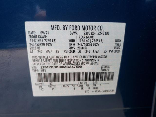 Photo 10 from auction – 2021 FORD EDGE TITAN with VIN 2FMPK3K98MBA47590