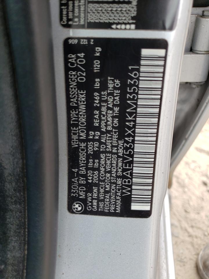 Photo 10 from auction – 2004 BMW 330 I with VIN WBAEV534X4KM35361