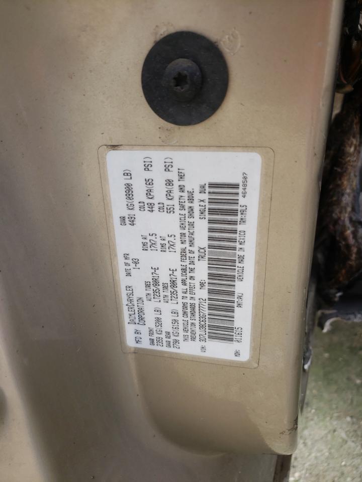Photo 10 from auction – 2003 DODGE RAM 3500 S with VIN 3D7LU38C63G777712