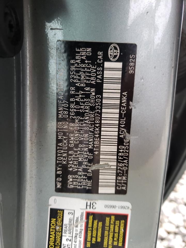 Photo 10 from auction – 2008 TOYOTA CAMRY CE with VIN 4T1BE46K48U733503