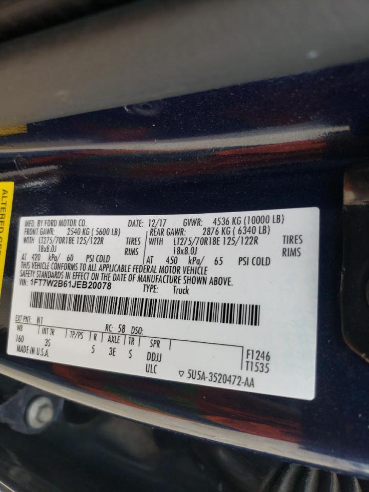 Photo 10 from auction – 2018 FORD F250 SUPER with VIN 1FT7W2B61JEB20078