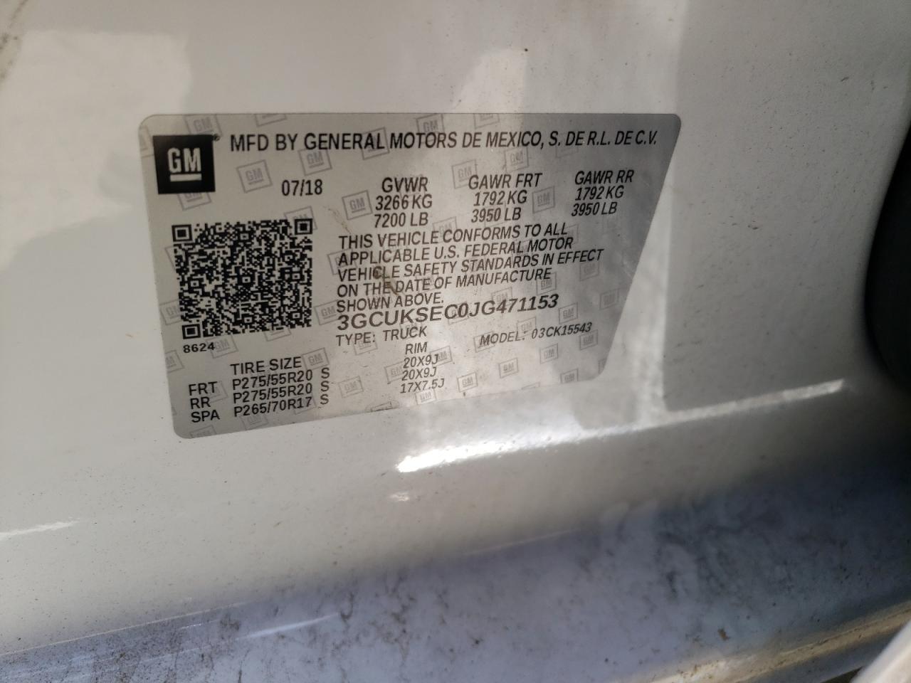 Photo 10 from auction – 2018 CHEVROLET SILVERADO with VIN 3GCUKSEC0JG471153