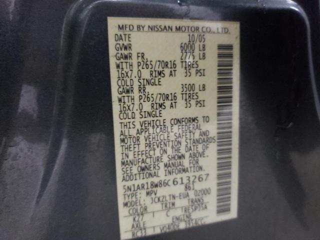 Photo 10 from auction – 2006 NISSAN PATHFINDER with VIN 5N1AR18W86C613267