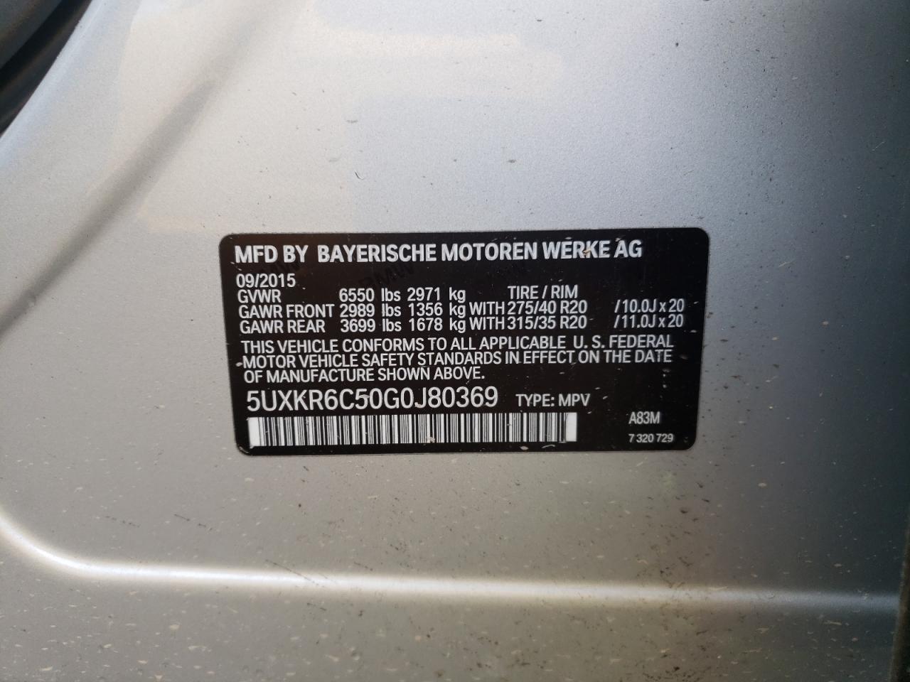 Photo 10 from auction – 2016 BMW X5 XDRIVE5 with VIN 5UXKR6C50G0J80369