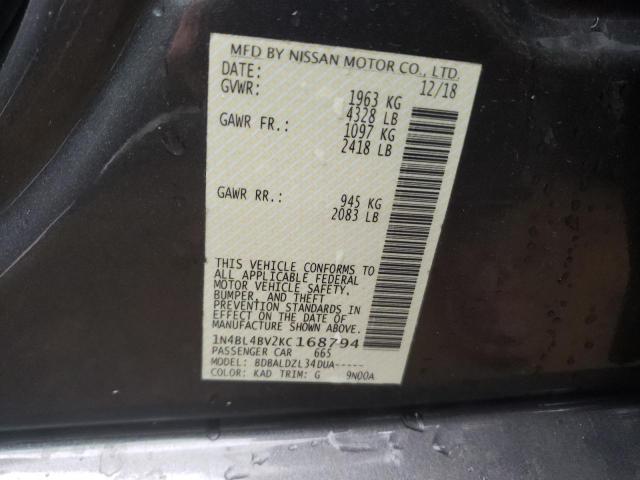 Photo 10 from auction – 2019 NISSAN ALTIMA S with VIN 1N4BL4BV2KC168794