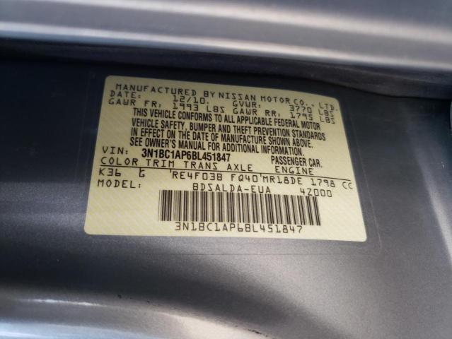 Photo 10 from auction – 2011 NISSAN VERSA S with VIN 3N1BC1AP6BL451847