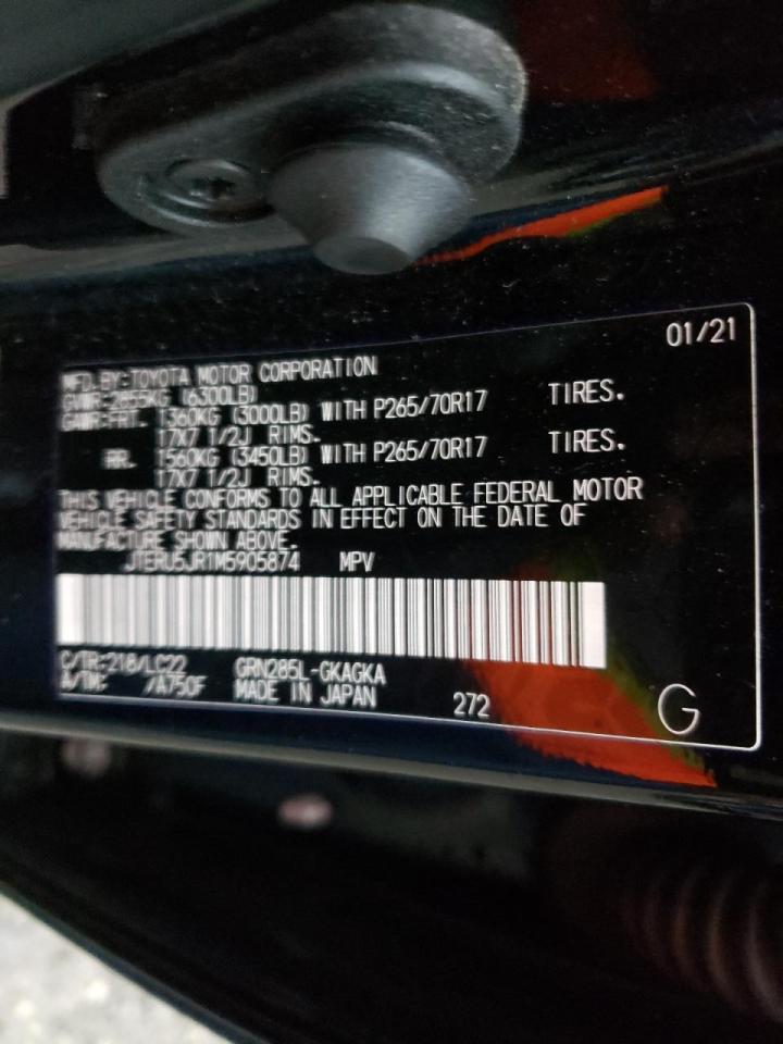 Photo 10 from auction – 2021 TOYOTA 4RUNNER SR with VIN JTERU5JR1M5905874