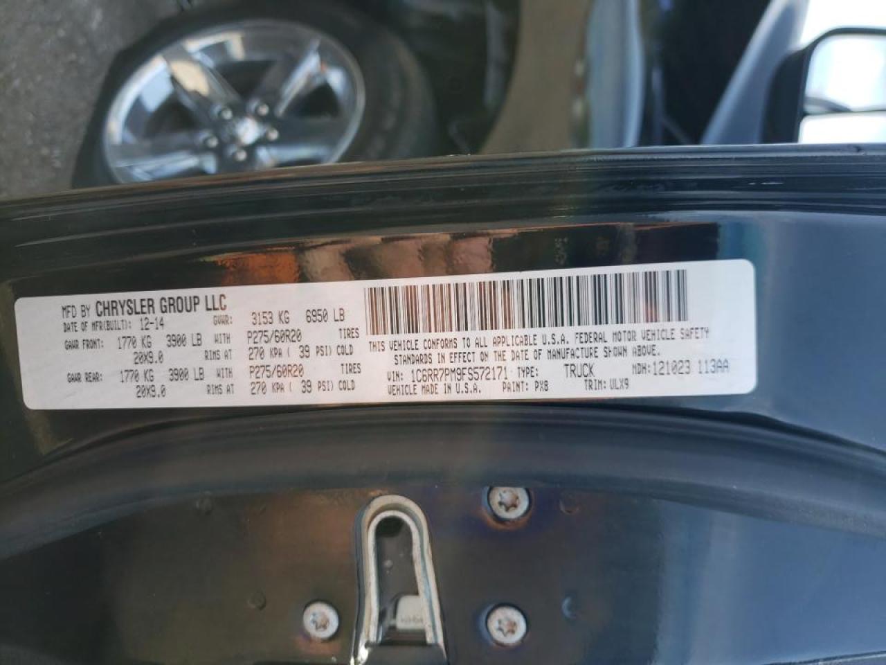 Photo 10 from auction – 2014 RAM 1500 ST with VIN 1C6RR7FT8ES401483
