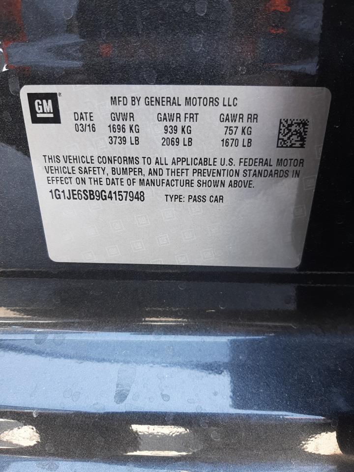Photo 20 from auction – 2016 CHEVROLET SONIC LTZ with VIN 1G1JE6SB9G4157948