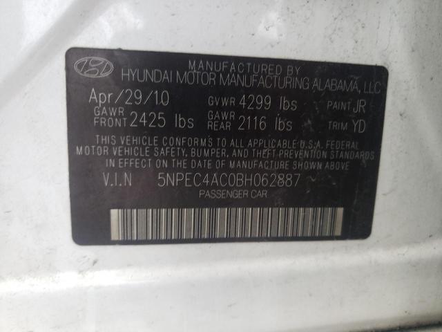 Photo 10 from auction – 2011 HYUNDAI SONATA SE with VIN 5NPEC4AC0BH062887