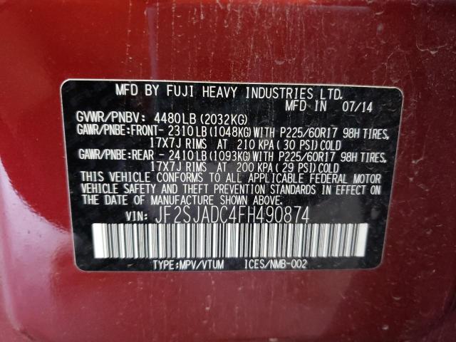 Photo 10 from auction – 2015 SUBARU FORESTER 2 with VIN JF2SJADC4FH490874