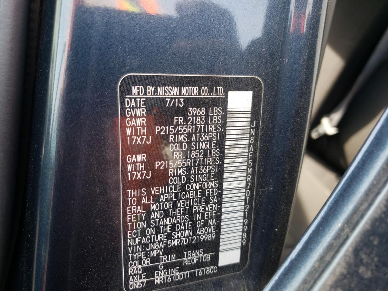 Photo 10 from auction – 2013 NISSAN JUKE S with VIN JN8AF5MR7DT219989