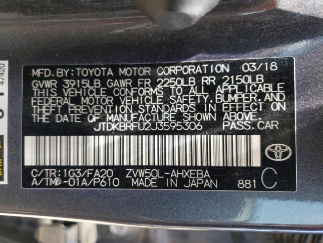Photo 10 from auction – 2018 TOYOTA PRIUS with VIN JTDKBRFU2J3595306