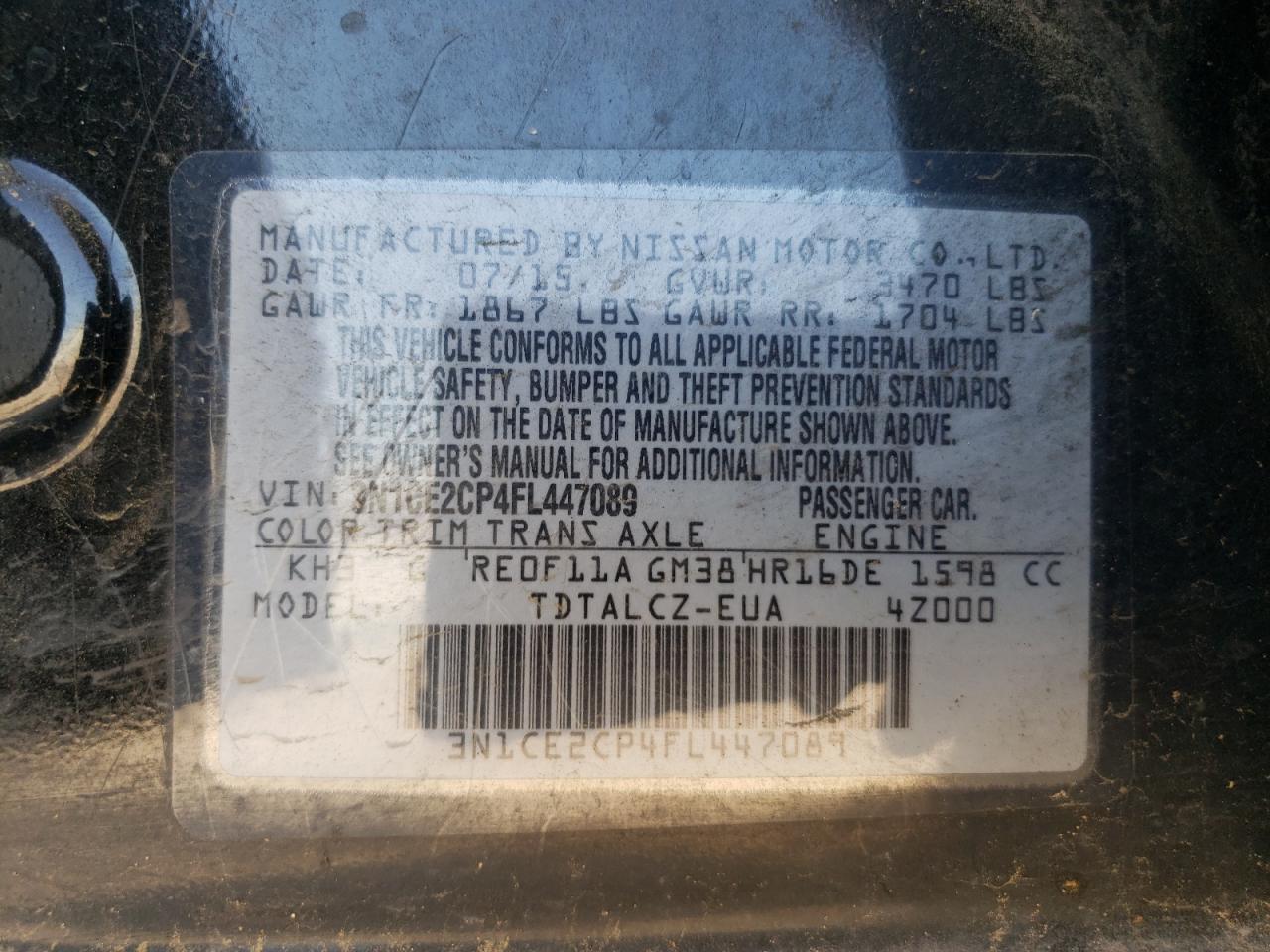 Photo 10 from auction – 2015 NISSAN VERSA NOTE with VIN 3N1CE2CP4FL447089