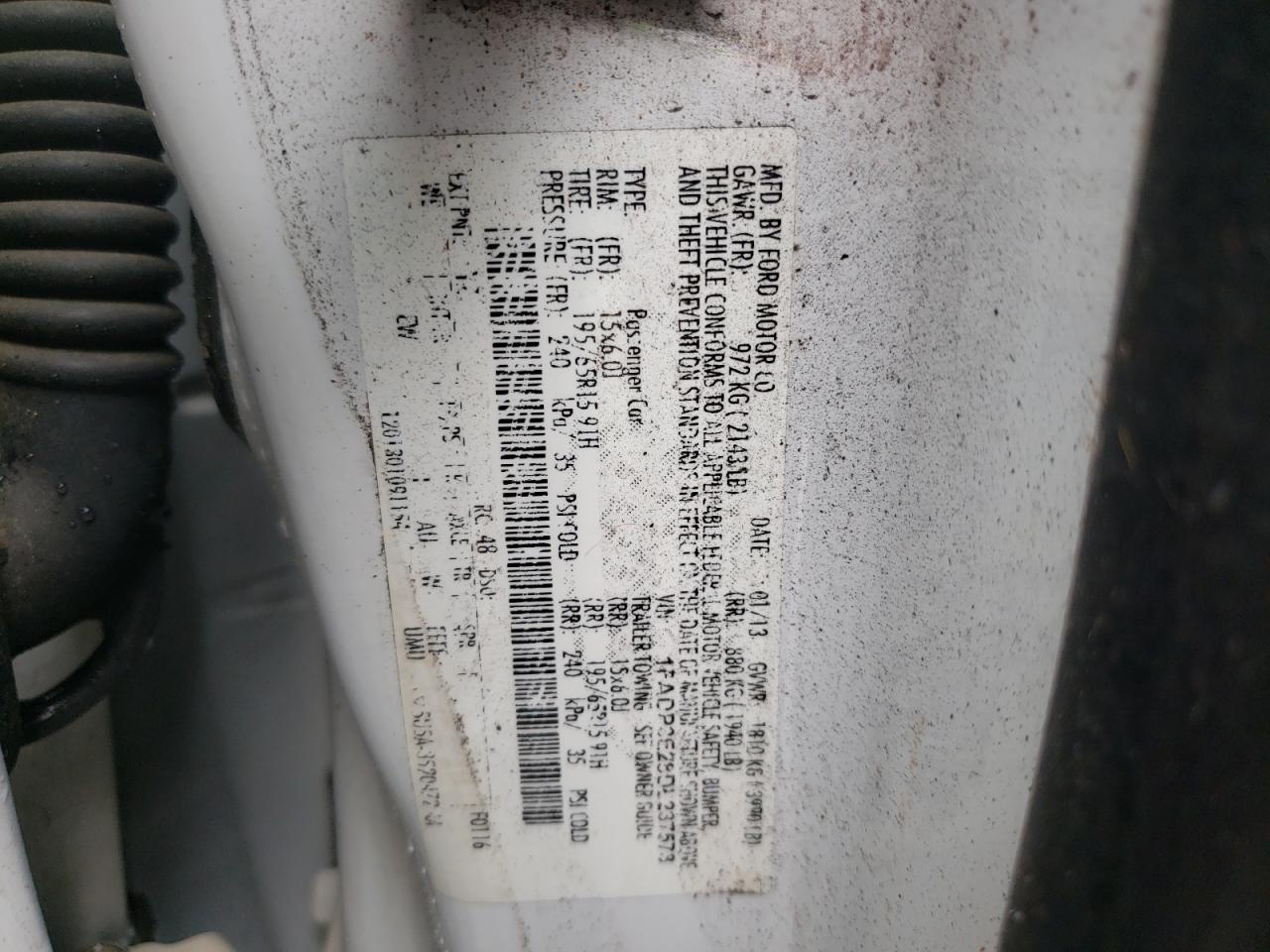 Photo 10 from auction – 2013 FORD FOCUS S with VIN 1FADP3E28DL237578