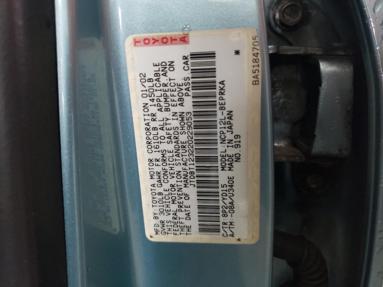 Photo 10 from auction – 2002 TOYOTA ECHO with VIN JTDBT123220229053