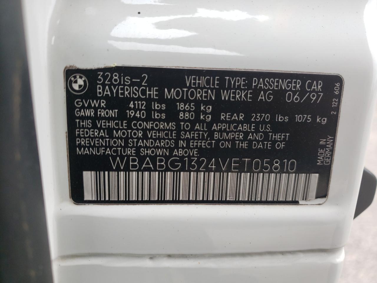 Photo 10 from auction – 1997 BMW 328 IS with VIN WBABG1324VET05810