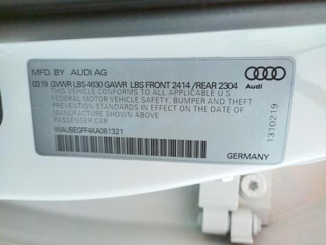 Photo 10 from auction – 2019 AUDI A3 PREMIUM with VIN WAUBEGFF4KA081321